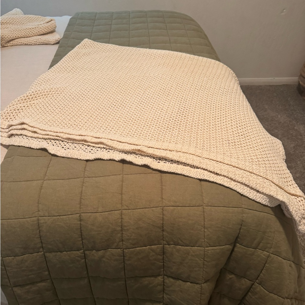 West Elm organic cotton throw plus two shams